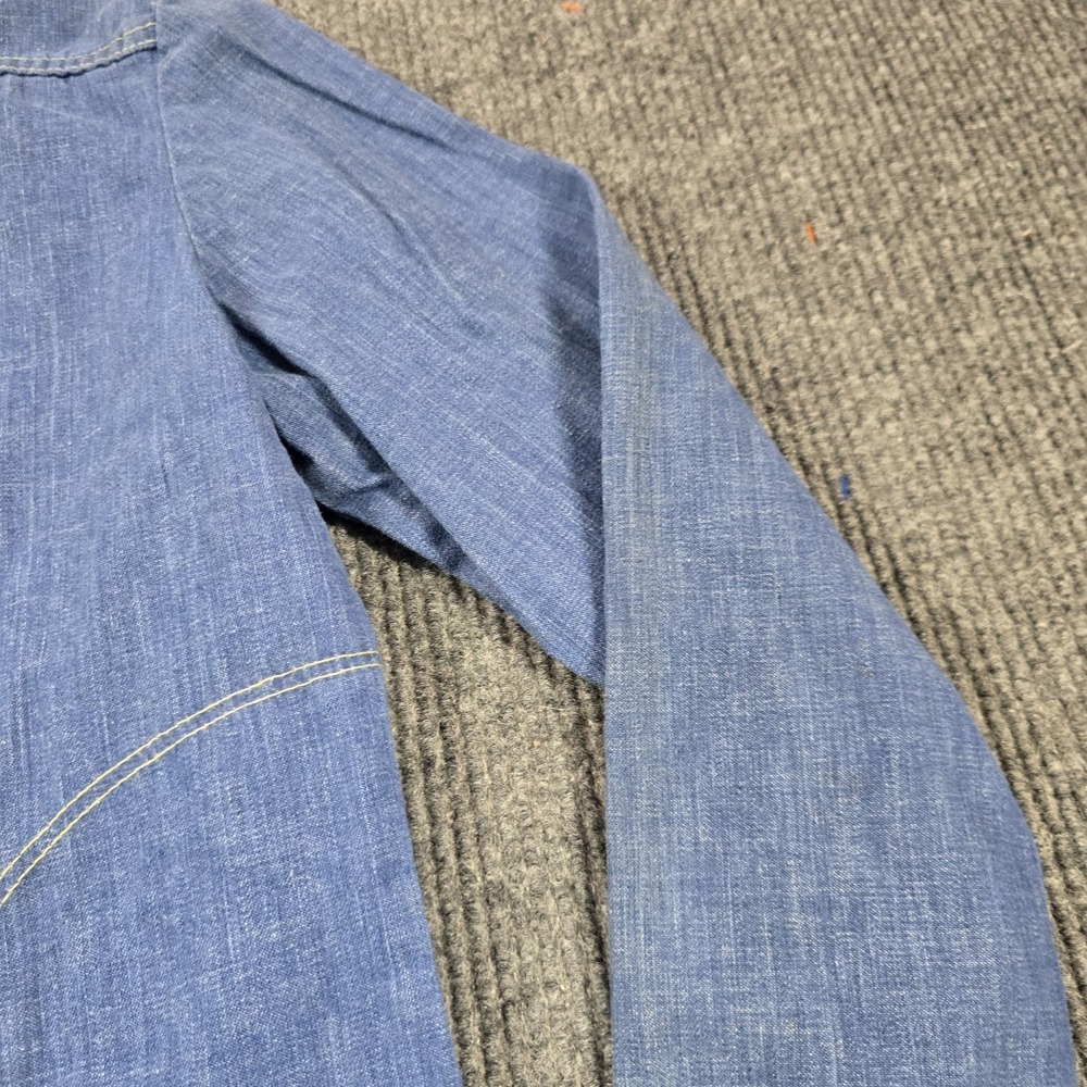 Montgomery Ward Shirt Jacket Blue Denim Snap Front Chambray Long Sleeve - Picture 8 of 10